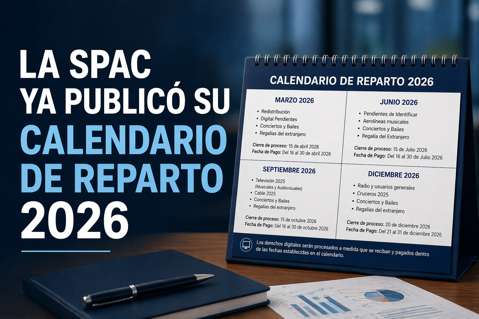 Calendario Oficial de Reparto de Regalías 2026
